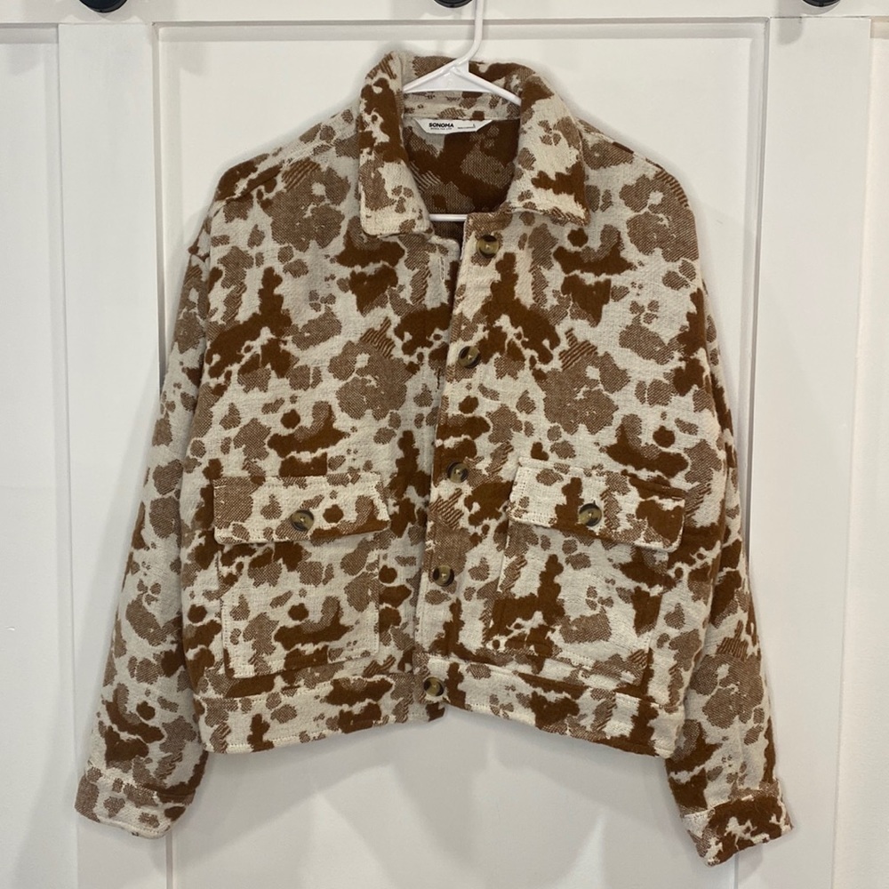 SONOMA cow print cropped shacket